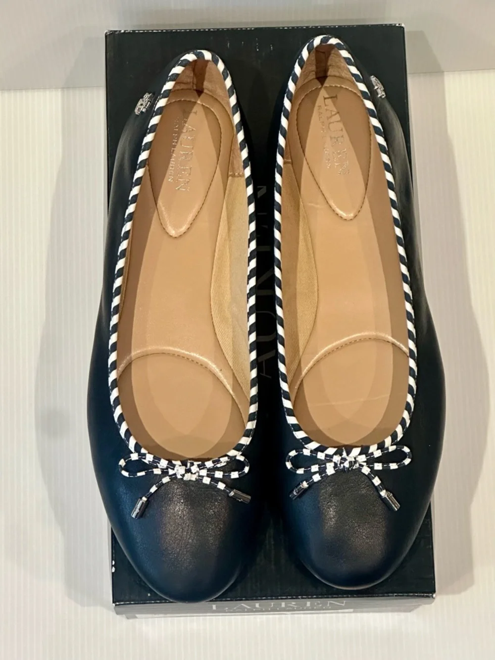 Ralph Lauren Jayna Flats in Navy Stripe-EUC! - Picture 2 of 8